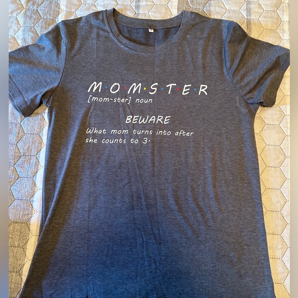Gray tshirt with mom joke